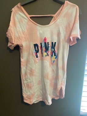 Hand crafted Short Sleeve tie dyed Tee with Floral 'PINK' Graphic
